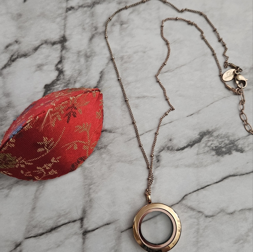 Origami Owl Rose Gold Charm Necklace and Locket Pendant